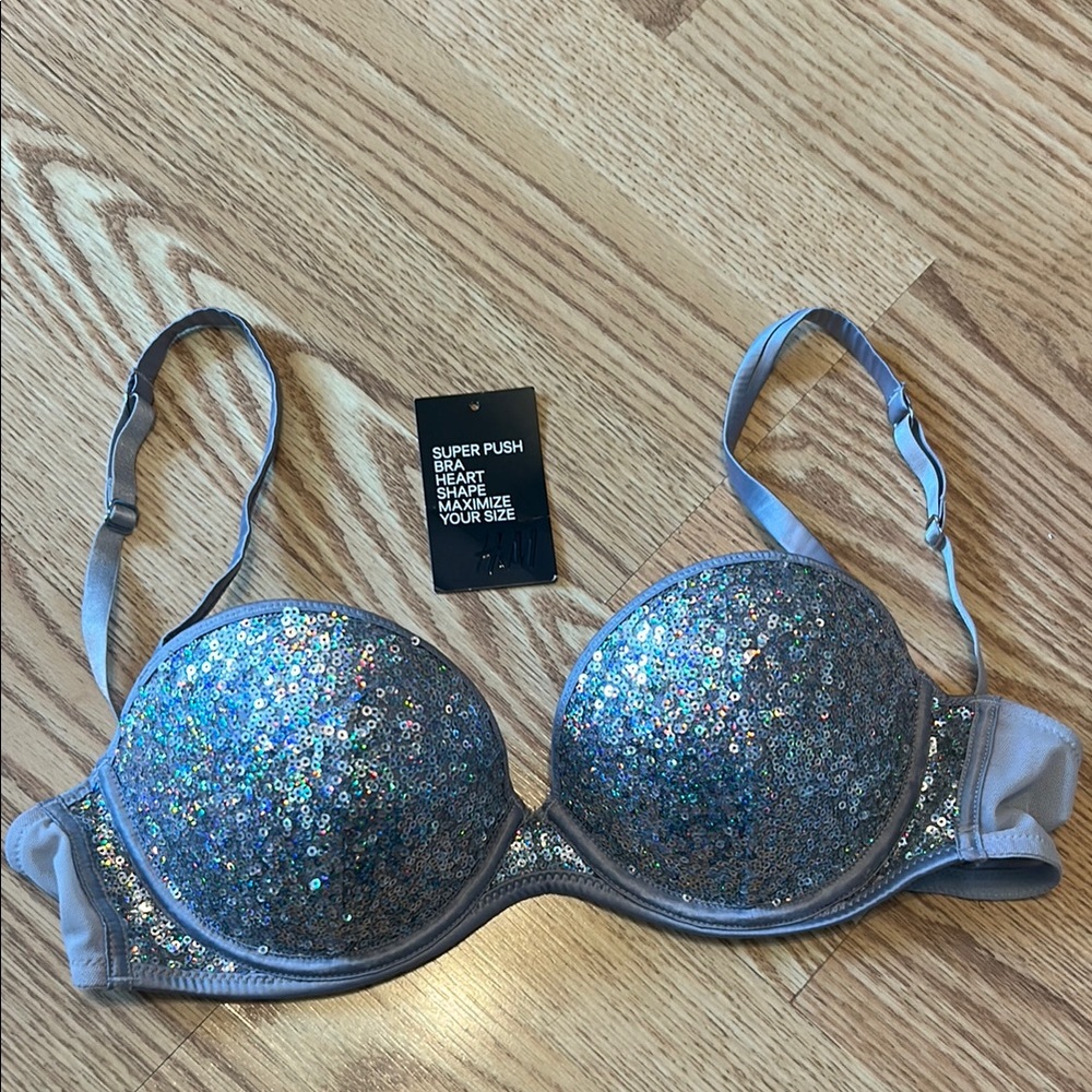 H&M Silver Sparkle Push-Up Bra